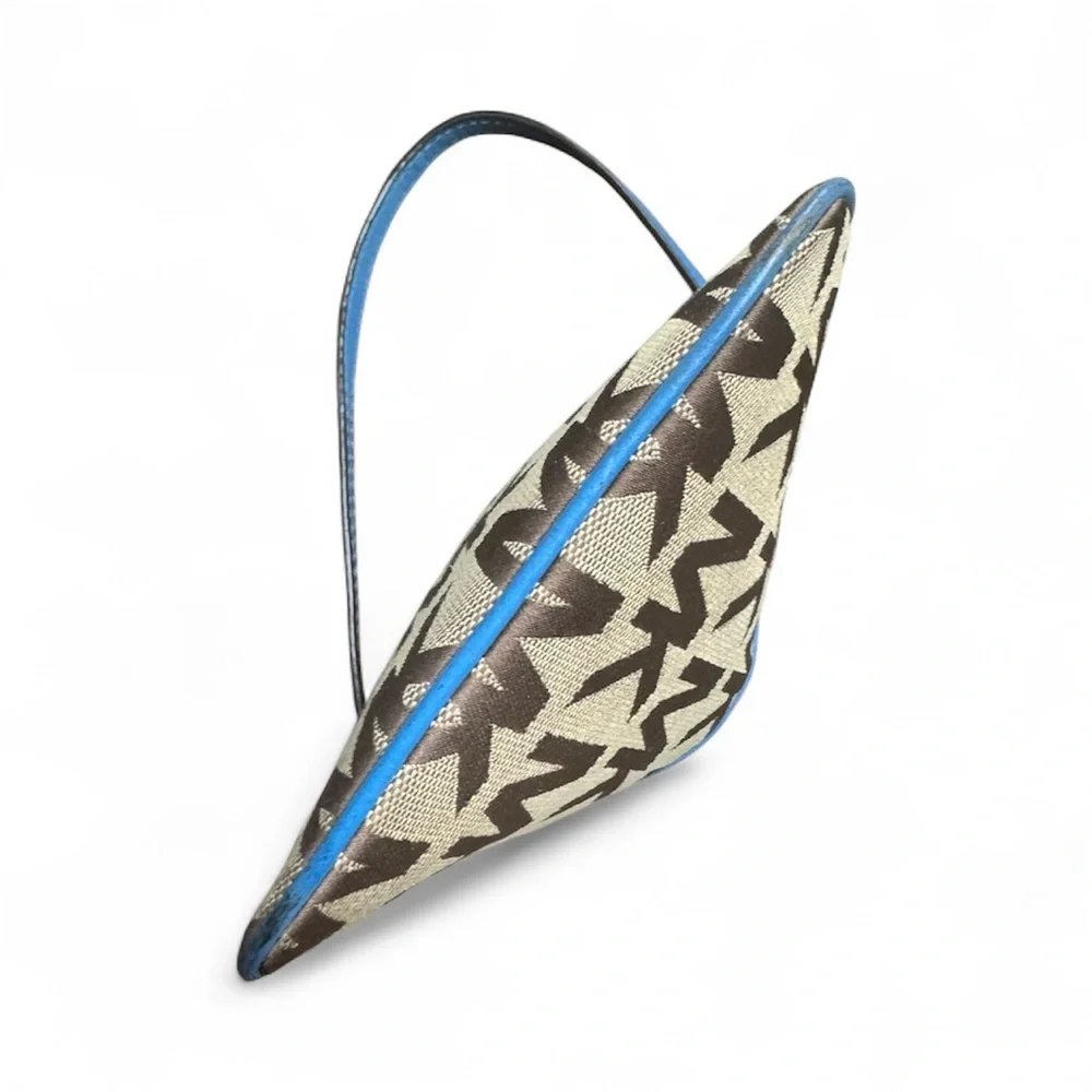 Michael Kors Tan and Blue Logo Wristlet